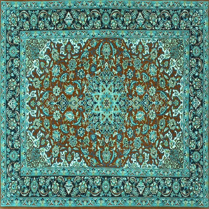 Square Medallion Turquoise Traditional Rug, tr3529turq