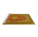 Sideview of Machine Washable Medallion Yellow Traditional Rug, wshtr3529yw