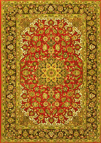 Medallion Yellow Traditional Rug, tr3529yw