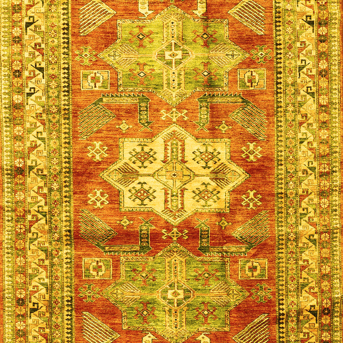 Machine Washable Geometric Yellow Traditional Rug, wshtr352yw