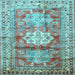 Square Machine Washable Geometric Light Blue Traditional Rug, wshtr352lblu