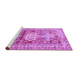 Sideview of Machine Washable Geometric Purple Traditional Area Rugs, wshtr352pur