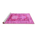 Sideview of Machine Washable Geometric Pink Traditional Rug, wshtr352pnk