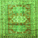 Round Machine Washable Geometric Green Traditional Area Rugs, wshtr352grn