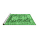 Sideview of Machine Washable Geometric Emerald Green Traditional Area Rugs, wshtr352emgrn
