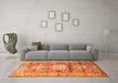 Machine Washable Geometric Orange Traditional Area Rugs in a Living Room, wshtr352org