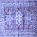 Square Geometric Blue Traditional Rug, tr352blu