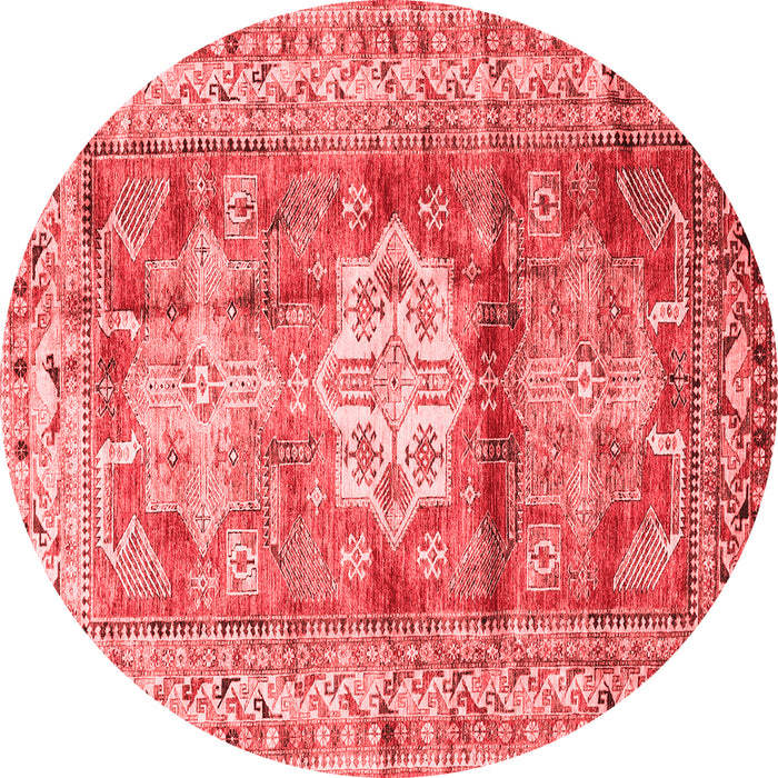 Machine Washable Geometric Red Traditional Rug, wshtr352red