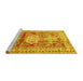 Sideview of Machine Washable Geometric Yellow Traditional Rug, wshtr352yw