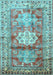 Machine Washable Geometric Light Blue Traditional Rug, wshtr352lblu