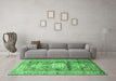 Machine Washable Geometric Emerald Green Traditional Area Rugs in a Living Room,, wshtr352emgrn