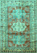 Machine Washable Geometric Turquoise Traditional Area Rugs, wshtr352turq