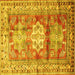 Square Machine Washable Geometric Yellow Traditional Rug, wshtr352yw