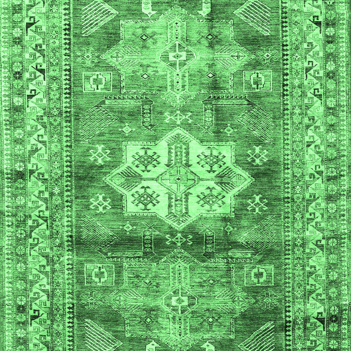 Machine Washable Geometric Emerald Green Traditional Area Rugs, wshtr352emgrn