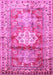 Machine Washable Geometric Pink Traditional Rug, wshtr352pnk