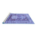 Sideview of Machine Washable Geometric Blue Traditional Rug, wshtr352blu