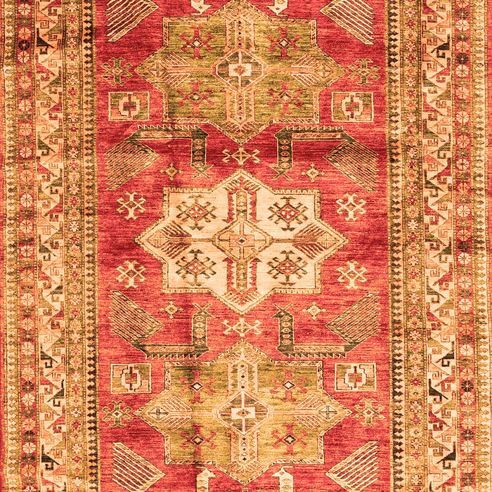 Serging Thickness of Machine Washable Geometric Orange Traditional Area Rugs, wshtr352org