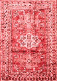 Geometric Red Traditional Rug, tr352red