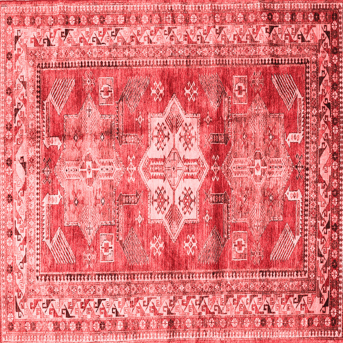 Machine Washable Geometric Red Traditional Rug, wshtr352red