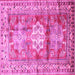 Square Geometric Pink Traditional Rug, tr352pnk