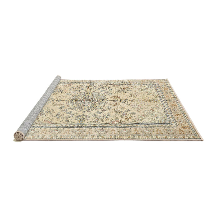 Sideview of Machine Washable Traditional Gold Rug, wshtr353