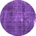 Round Persian Purple Traditional Rug, tr3530pur