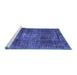 Sideview of Machine Washable Persian Blue Traditional Rug, wshtr3530blu