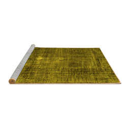 Sideview of Machine Washable Persian Yellow Traditional Rug, wshtr3530yw