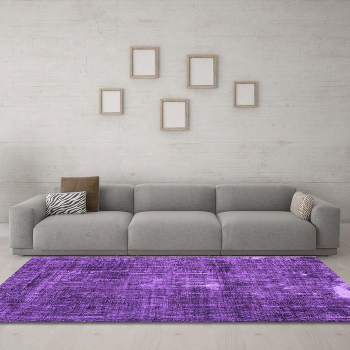 Machine Washable Persian Purple Traditional Area Rugs in a Living Room, wshtr3530pur