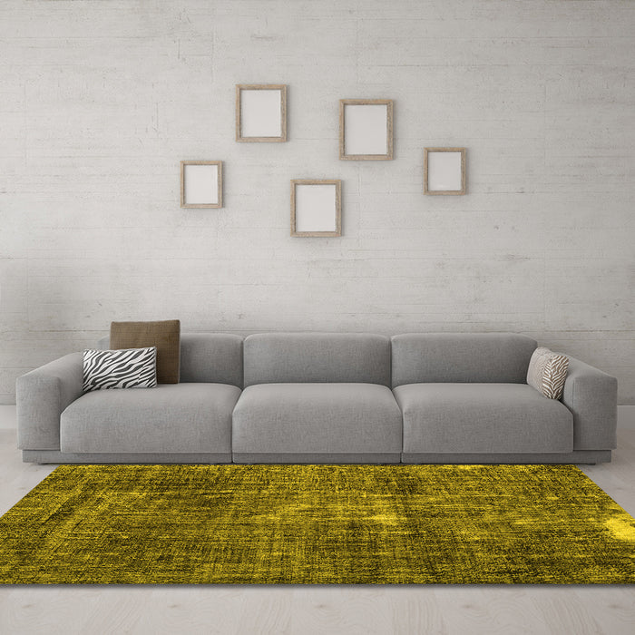 Machine Washable Persian Yellow Traditional Rug in a Living Room, wshtr3530yw