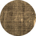 Round Persian Brown Traditional Rug, tr3530brn