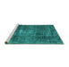 Sideview of Machine Washable Persian Turquoise Traditional Area Rugs, wshtr3530turq