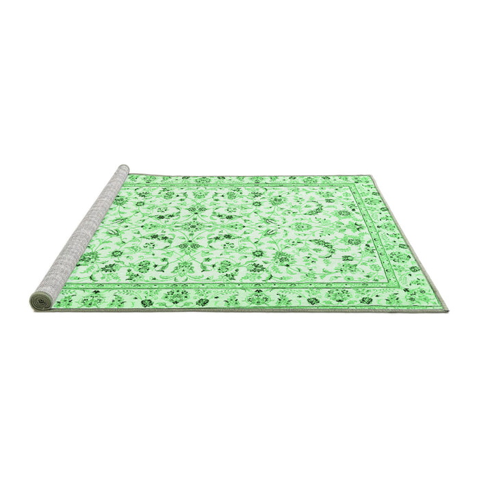 Sideview of Machine Washable Persian Emerald Green Traditional Area Rugs, wshtr3531emgrn