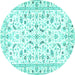 Round Machine Washable Persian Turquoise Traditional Area Rugs, wshtr3531turq