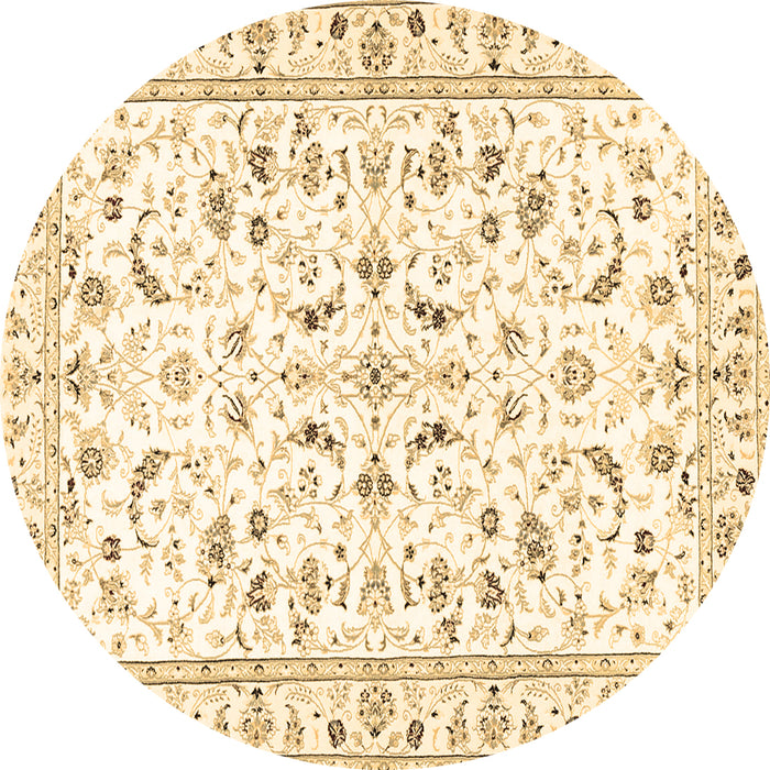 Round Machine Washable Persian Brown Traditional Rug, wshtr3531brn