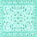 Square Machine Washable Persian Turquoise Traditional Area Rugs, wshtr3531turq