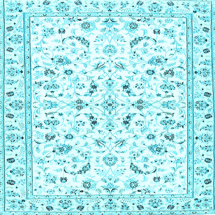 Square Machine Washable Persian Light Blue Traditional Rug, wshtr3531lblu
