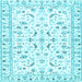 Square Machine Washable Persian Light Blue Traditional Rug, wshtr3531lblu