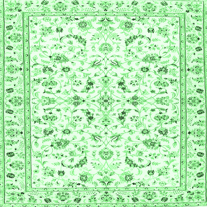 Square Machine Washable Persian Emerald Green Traditional Area Rugs, wshtr3531emgrn