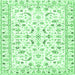 Square Machine Washable Persian Emerald Green Traditional Area Rugs, wshtr3531emgrn
