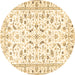 Round Persian Brown Traditional Rug, tr3531brn