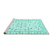Sideview of Machine Washable Persian Turquoise Traditional Area Rugs, wshtr3531turq