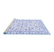 Sideview of Machine Washable Persian Blue Traditional Rug, wshtr3531blu