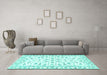 Machine Washable Persian Turquoise Traditional Area Rugs in a Living Room,, wshtr3531turq