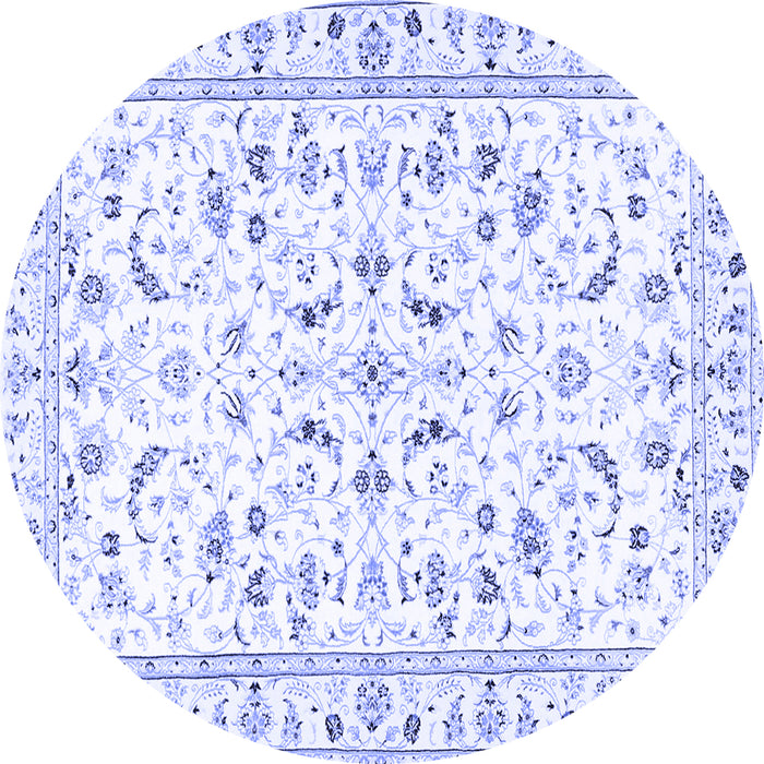 Round Persian Blue Traditional Rug, tr3531blu