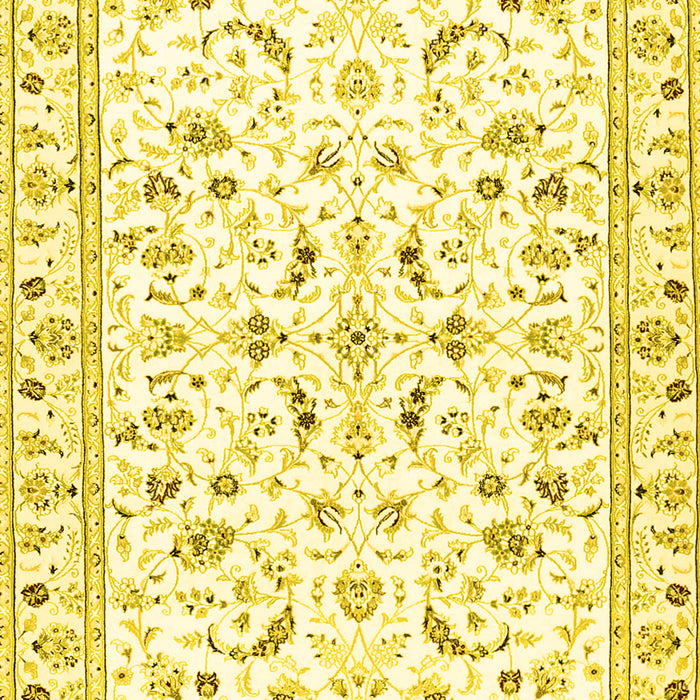 Machine Washable Persian Yellow Traditional Rug, wshtr3531yw