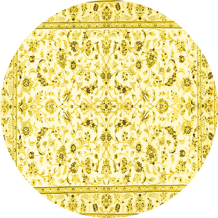 Round Persian Yellow Traditional Rug, tr3531yw