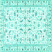 Square Persian Turquoise Traditional Rug, tr3531turq