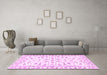 Machine Washable Persian Pink Traditional Rug in a Living Room, wshtr3531pnk