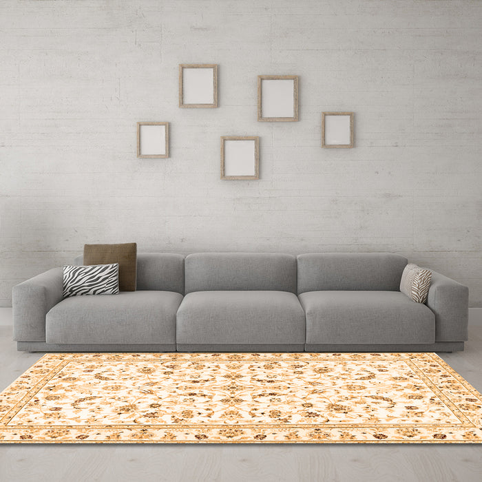 Machine Washable Persian Orange Traditional Area Rugs in a Living Room, wshtr3531org